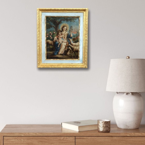 Image 1 of Mary the Shepherd, Signed Raphael Fogliardi and dated 1795, Italian Oil Painting on Canvas
