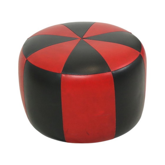 Image 1 of Pouf rotondo vintage rosso e nero