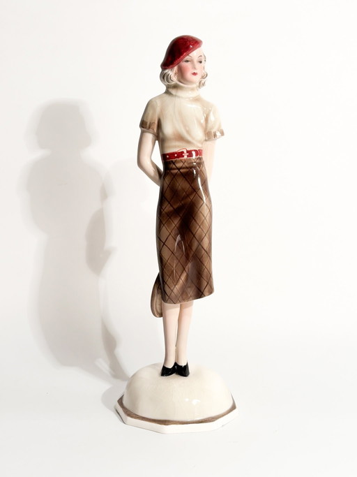 Goldscheider Ceramic Tennis Player Figurine by Stefan Dakon, 1930s – beeldhouwkunst, Art Deco