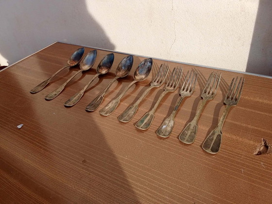 Image 1 of Ensemble Christofle ancien – Fourchettes & cuillères – Monogramme L.A 