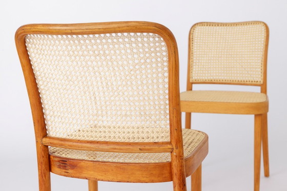 Image 1 of Satz von 4 restaurierten Wiener Kaffeehausstühlen - frühes 20. Jahrhundert, handgeschnitzte Sitze