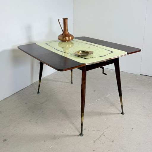Mid-Century Verstelbare Kurbeltisch / Eettafel & Salontafel – 1950s