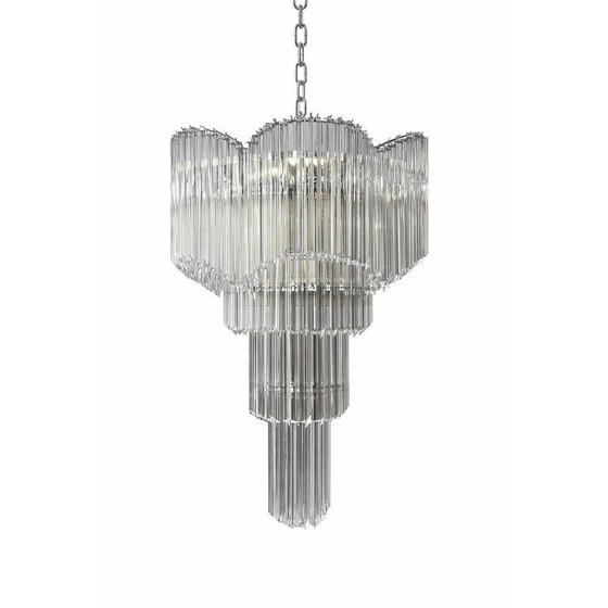Image 1 of “Lampadario Sputnik in vetro di Murano ispirato al Décò – Design italiano ‘Quadriedro Spyral’”
