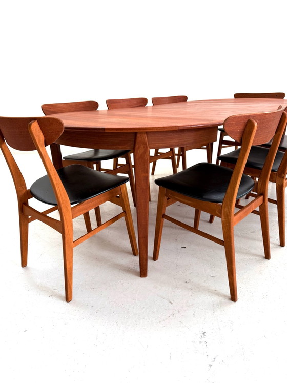 Vintage verlengbare Deense teakhouten eettafel ‘60 (photo 8 of 14)