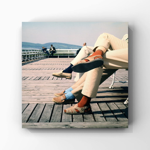 Vintage Color Photo from 1973 - Shoes on a Wooden Deck, 30.5 x 30.5 cm