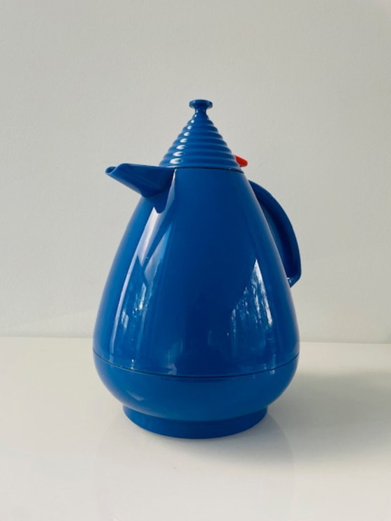 Image 1 of Bouteille isotherme vintage Leifheit Vivatherm bleue Memphis