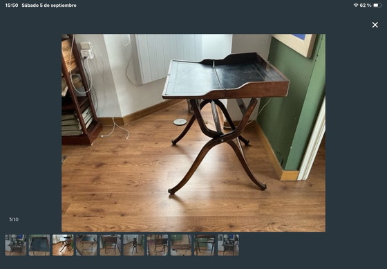 Escritorio antiguo de madera y cuero – Leather, Wood (photo 5 of 9)