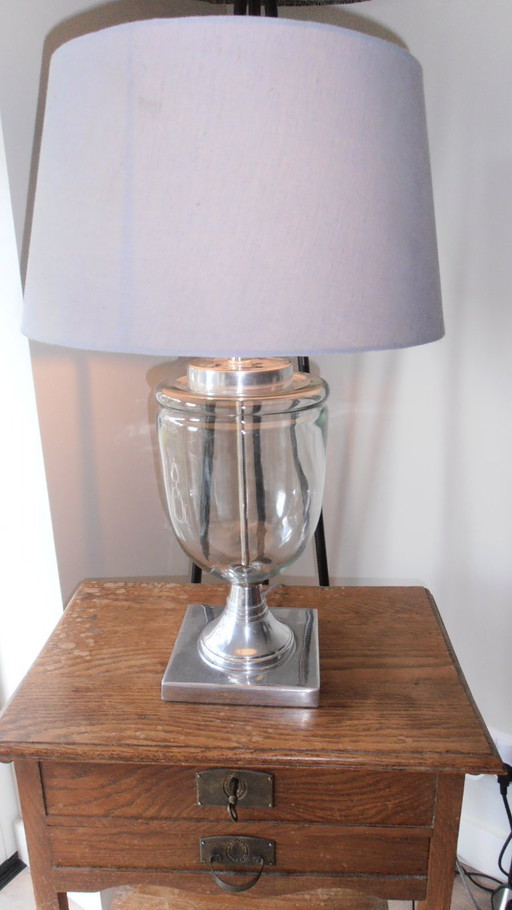 Lampe de table Loberon, Combinaison verre-tissu et acier