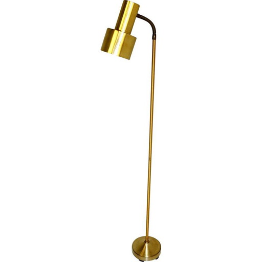 Vintage gelede metalen vloerlamp, Zweden 1970