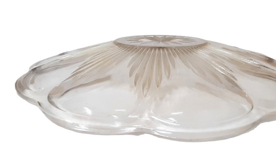 Image 1 of Piatto da torta decorato in vetro trasparente vintage