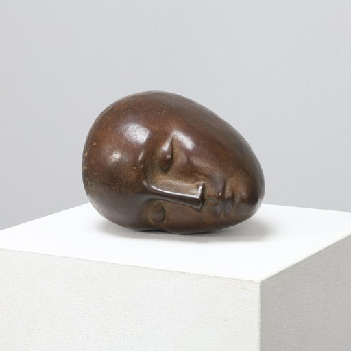 Sculpture en bronze - Tête abstraite, 20e siècle