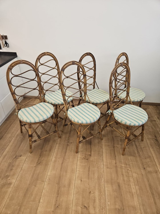 Image 1 of 6 Italian vintage designer chairs, bamboo rattan