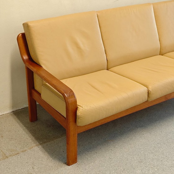 Divano vintage a 3 posti L. Olsen En Søn Møbelfabrik – Divani 3 posti, Leather, Wood (photo 3 of 11)