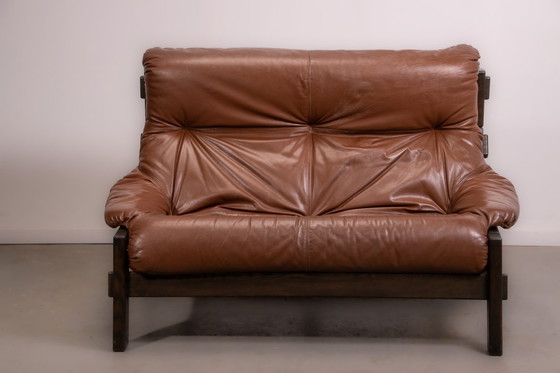 Image 1 of Divano e poltrona brutalisti olandesi disegnati da Gerard Van den Berg per Montis. Circa 1980