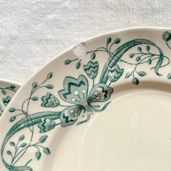Set of 6 Small Antique Ironstone Plates "Figuig" – Longchamp 19th Century – Crockery (photo 9 of 14)