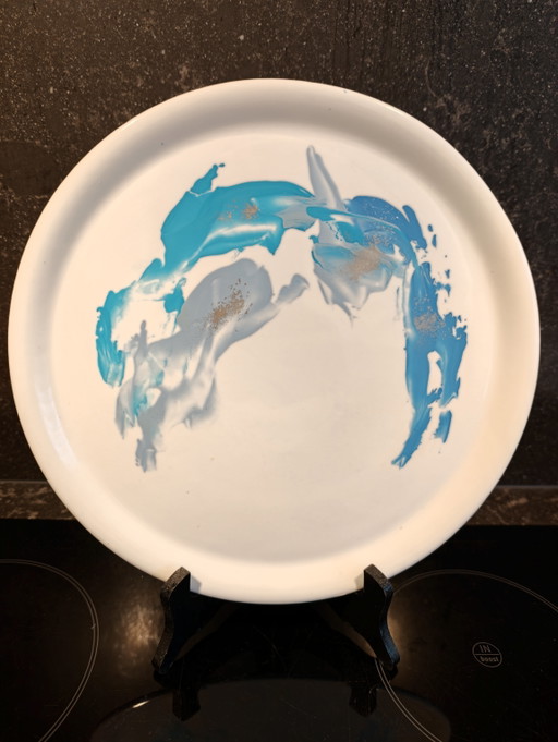 2 Hand-painted Saturnia design plates, 30.5 cm – wanddecoratie, Porcelain (photo 2 of 7)