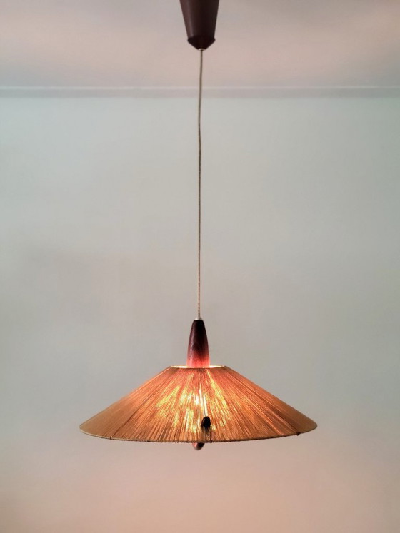 Image 1 of Vintage Sisal hanglamp van Temde Leuchten, 1965