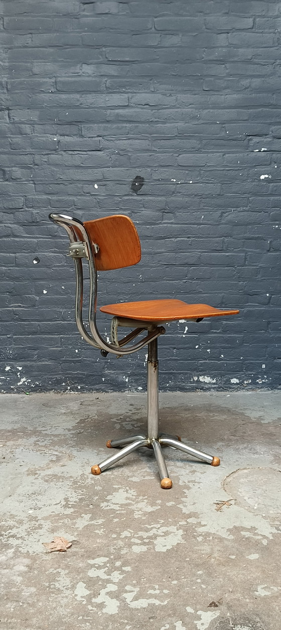 Image 1 of Zeldzame gebr. De wit gispen Bauhaus buizenframe chromen industriële atelier stoel schiedam holland 