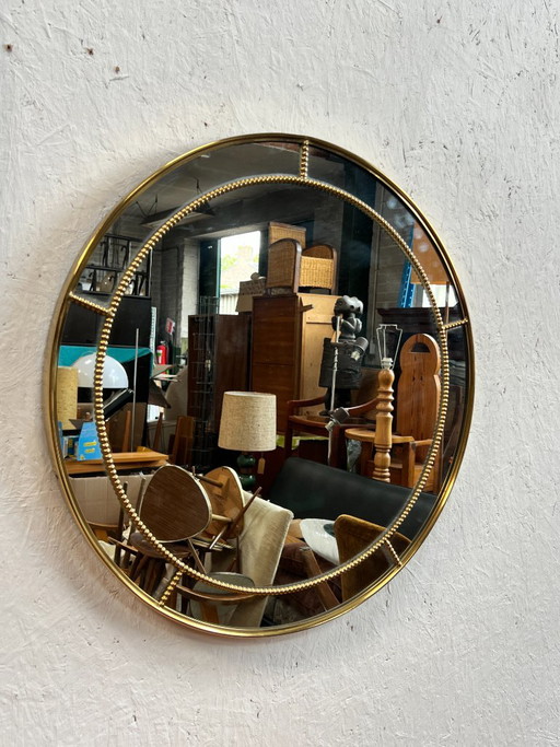 Vintage Messing Ronde Spiegel, Hollywood Regency Stijl – Brass (photo 2 of 10)