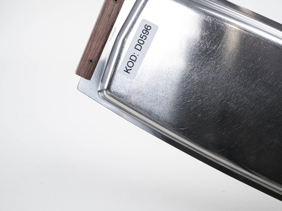 Image 1 of Plateau rectangulaire en acier inoxydable, design danois, années 1970, fabriqué au Danemark