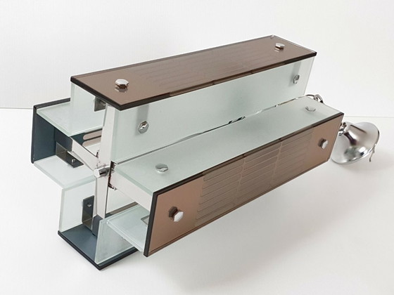 Image 1 of Italiaanse vintage kroonluchter uit de jaren 70 van glas en spiegelglas, Fontana Arte 70s.