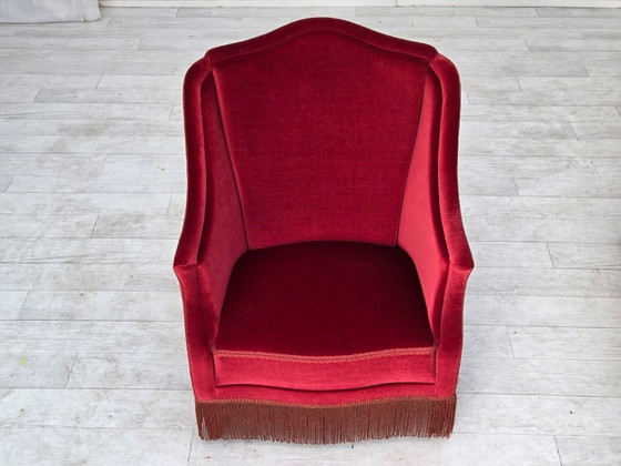 1970er, Dänischer Hochlehner Sessel, Möbelvelours, Eschenholzbeine – Velvet, Wood (photo 13 of 16)