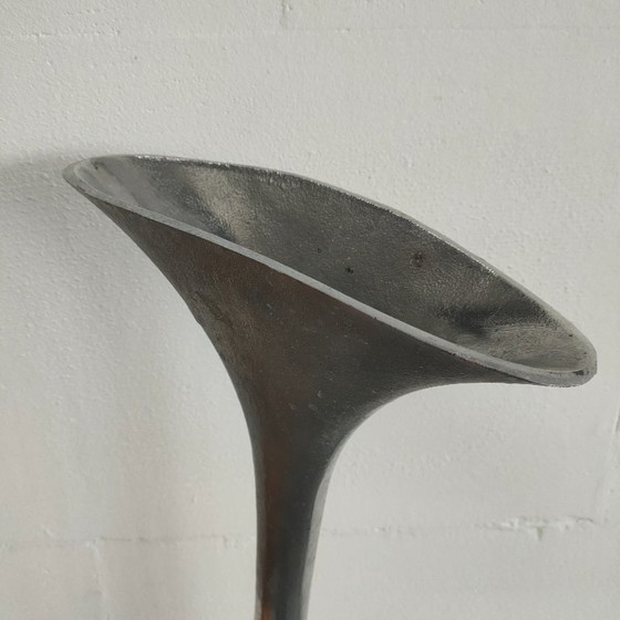 Tall Decorative Goblet Vase Metal/Aluminum, Grey, Modern (photo 3 of 7)