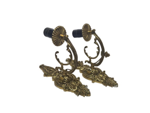 Vintage Rococco Wall Lamps, Poland, 1950s, Set of 2 – wandlampen, Brass
