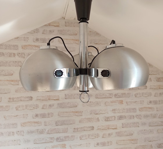 Image 1 of Oogvormige hanglamp van geborsteld metaal