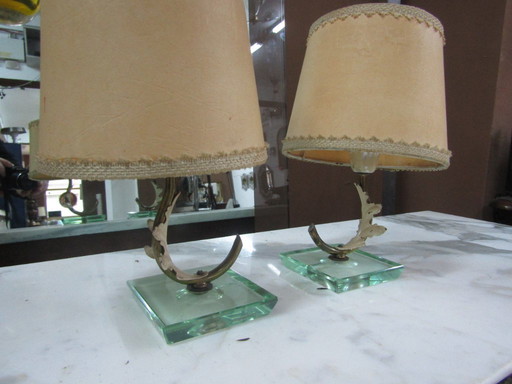 pair of Pietro Chiesa lamps for fountain art