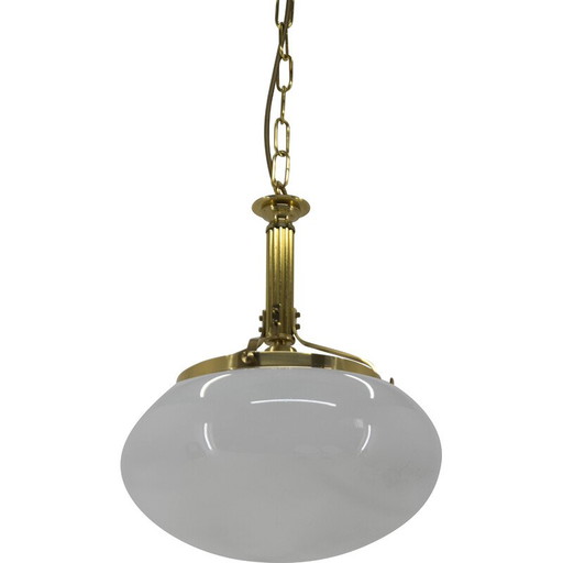 Vintage hanglamp van messing en glas, 2000