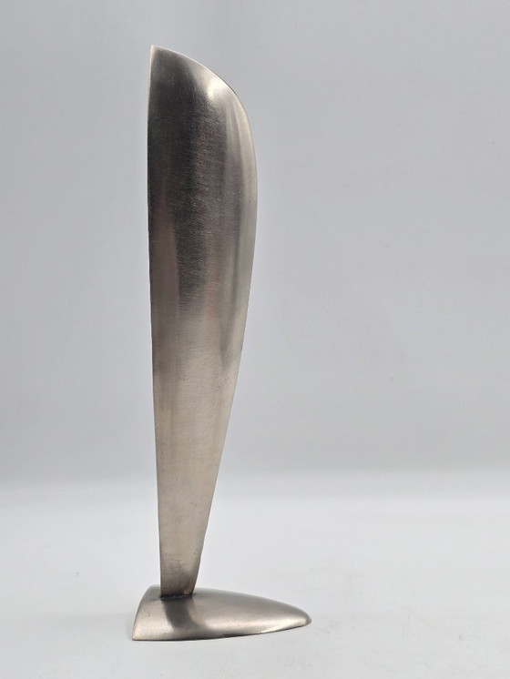 Image 1 of Vintage industriële massief RVS vaas