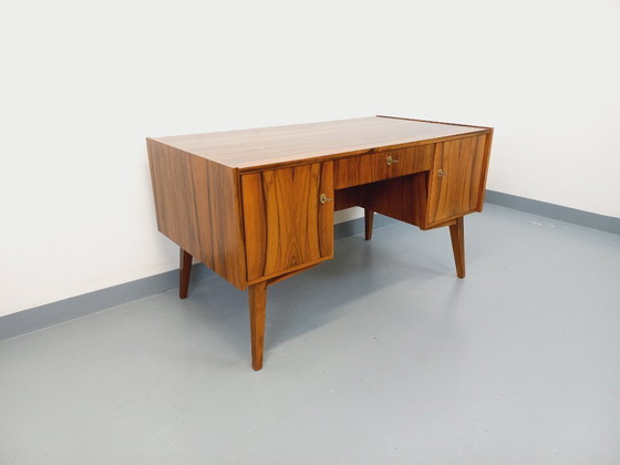 Image 1 of Double-sided executive desk in vintage Scandinavian style rosewood from the 1960s