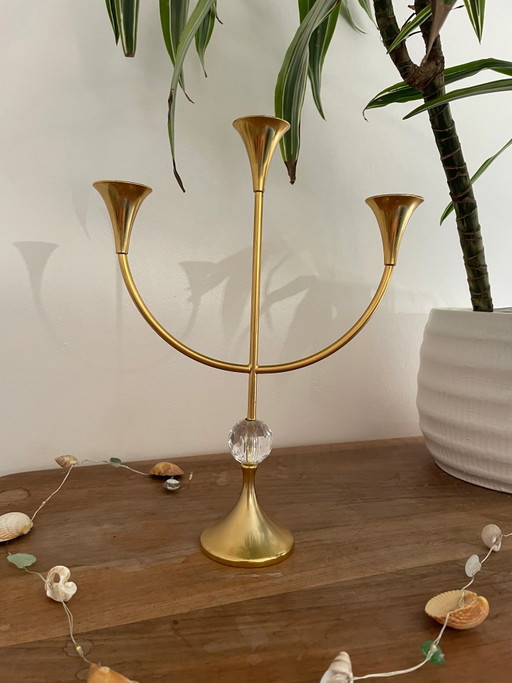 Weinfurtner Golden Candle Holder with a Crystal Ball