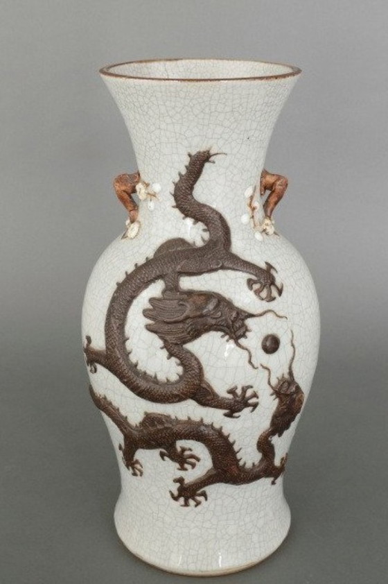 Image 1 of Große Vase aus Craquelé-Ware aus Nanking, 19.