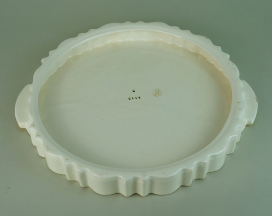 Image 1 of 1930s CAKE PLATTER by theodor paetsch floral spray-painted decoration spritzdekor art deco ceramics