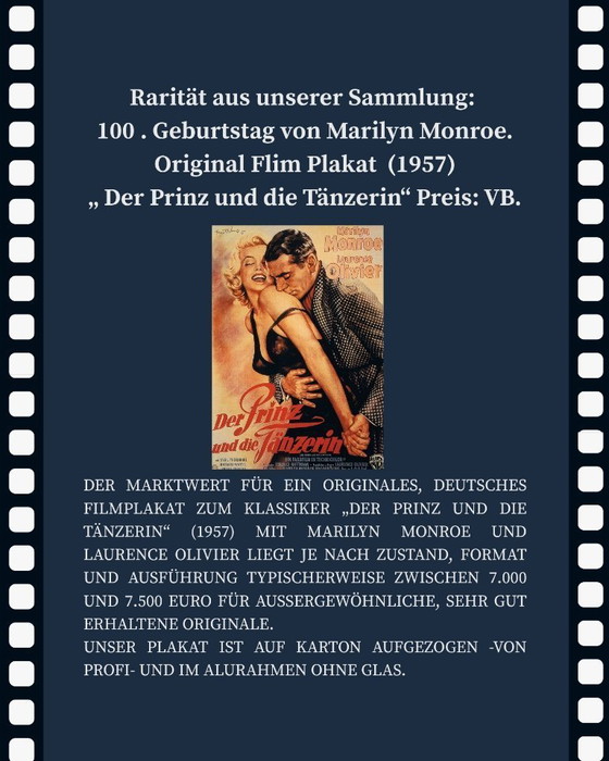 Original deutsches Kinoplakat „Der Prinz und die Tänzerin“ (1957) – Posters, Aluminium (photo 2 of 5)