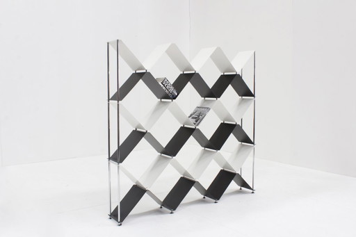 Vintage Italian bookcase room divider chrome