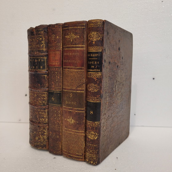 Image 1 of Decanter segreto, vetro tagliato, pelle goffrata, legno, FFS XIX - Francia