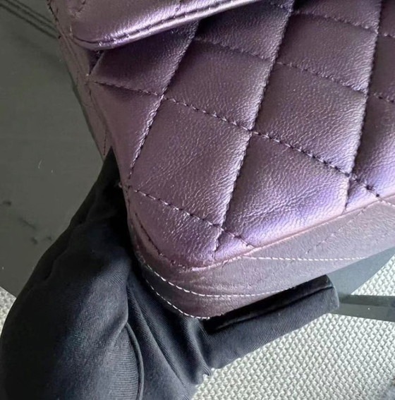 Image 1 of Chanel Classic Flap Quilted Lambskin Purple Silver Hardware Series 24