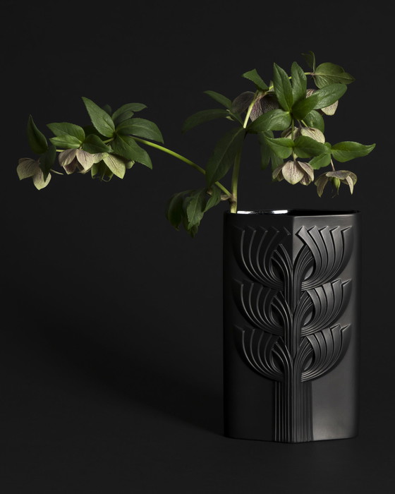 Image 1 of Rosenthal Rosemonde Nairac Bisque Porcelaine Vase Duo Tree Of Life Op-Art Noir & Blanc