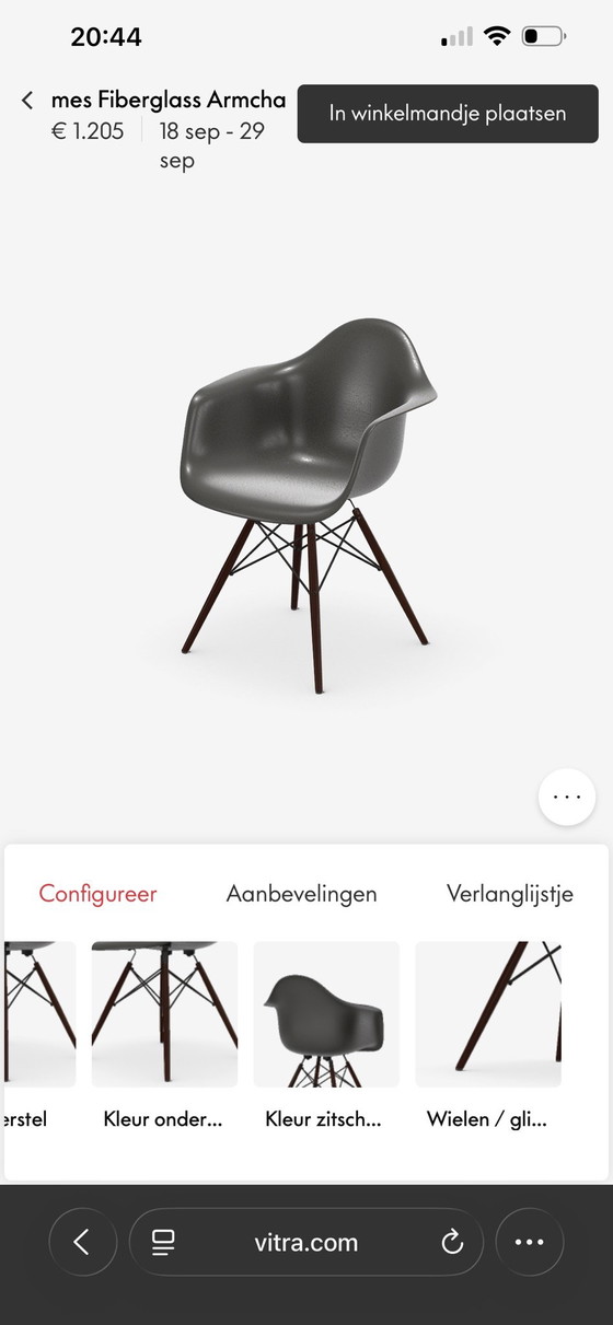 4x Vitra Eames Fiberglass Armchair DAW, Dining chairs, Wood, Grey (photo 14 of 14)