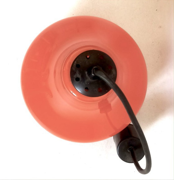 Image 1 of Lampada a sospensione in vetro opalino arancione di Peill & Putzler, anni '70, diametro 23,5 cm.