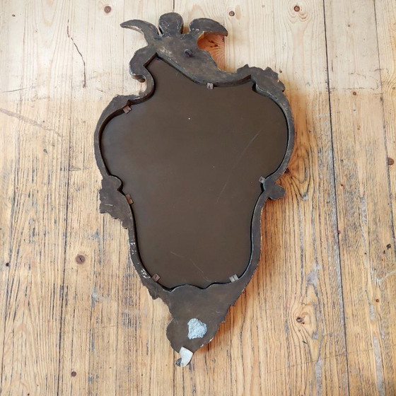 Image 1 of Barokke brocante gouden spiegel met engel 