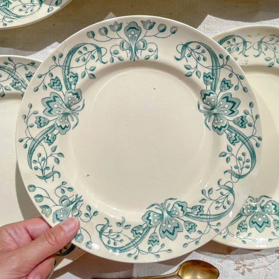 Set of 6 Small Antique Ironstone Plates "Figuig" – Longchamp 19th Century – Crockery (photo 4 of 14)