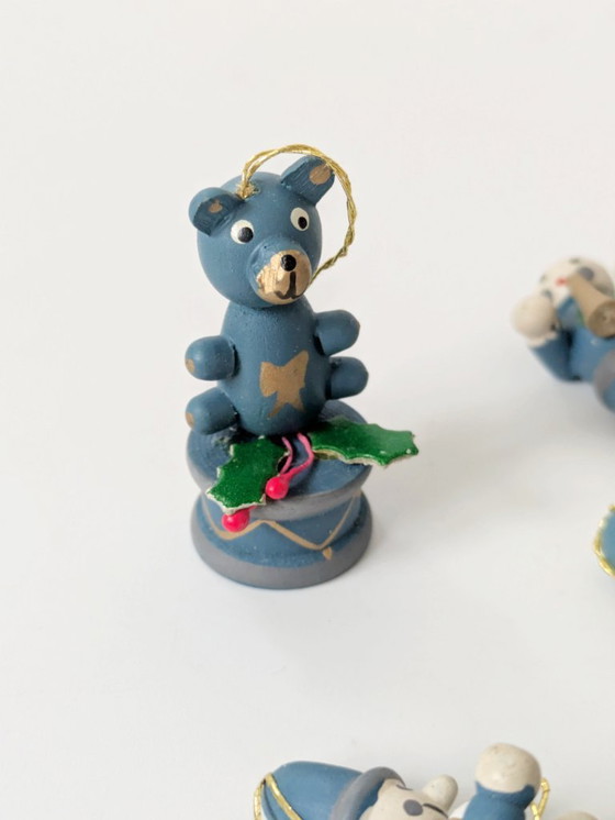 Image 1 of 14 x Vintage Kerstversieringen in Doos | Duitse Volkskunst Houtdecoratie uit de Jaren 80