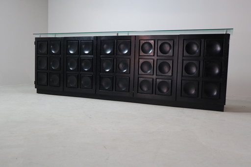 Black Brutalist Sideboard by Frans Defour, Belgium 1970s
