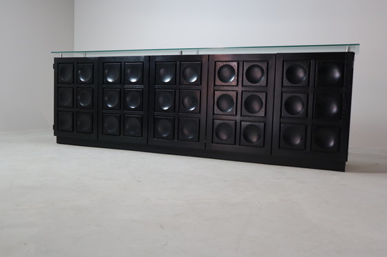 Image 1 of Schwarzes brutalistisches Sideboard von Frans Defour, Belgien 1970er