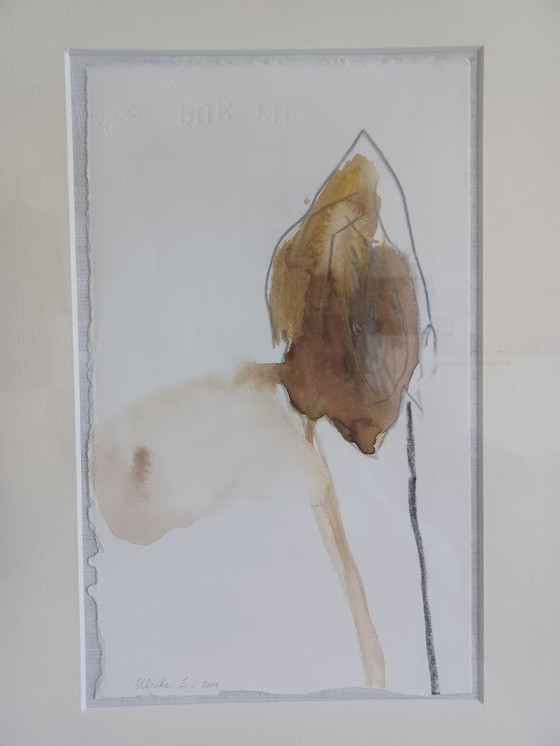 Image 1 of Watercolor and charcoal. Minimalist, organic. Signed 2001