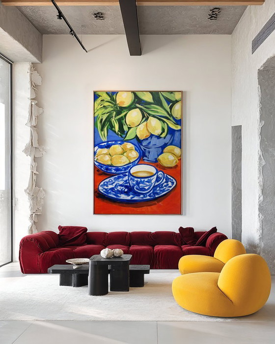 Image 1 of Pintura acrílica del artista E. García "Té de limón" 100x70